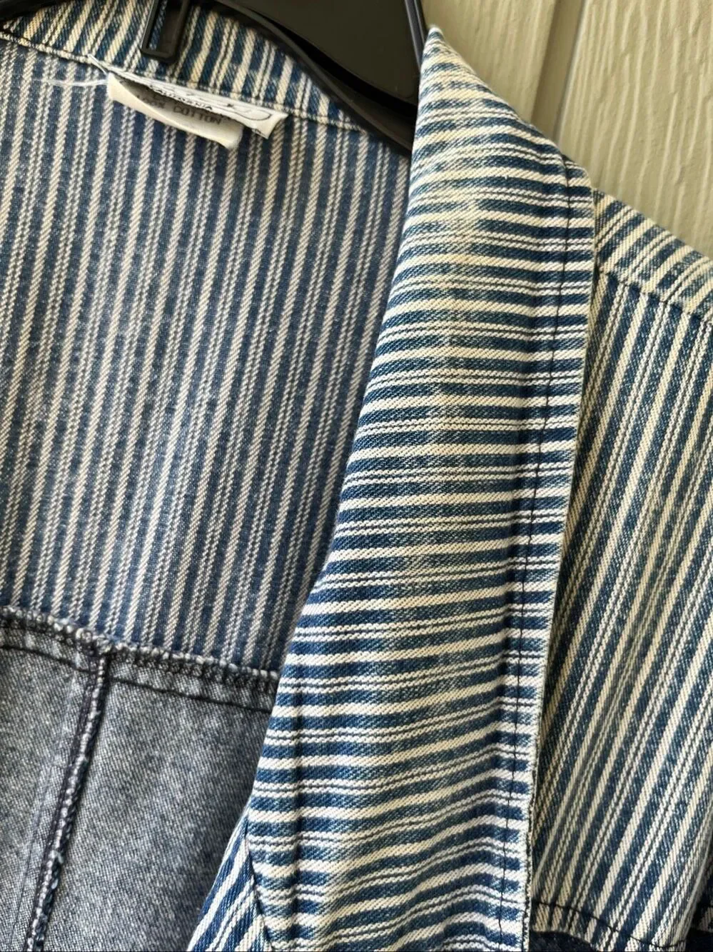 VTG 80s Denim Jacket M Railroad Stripe Oversized Slouchy Acid Wash USA
